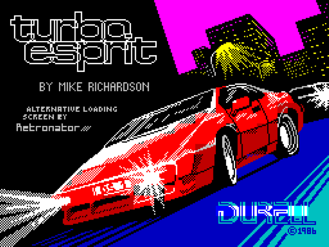 Turbo Esprit title screen for ZX Spectrum